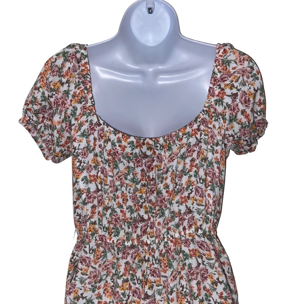 Trixxi NEW Floral Button Front Mini Dress Short Puff Sleeve Boho Cottagecore M - Picture 8 of 11